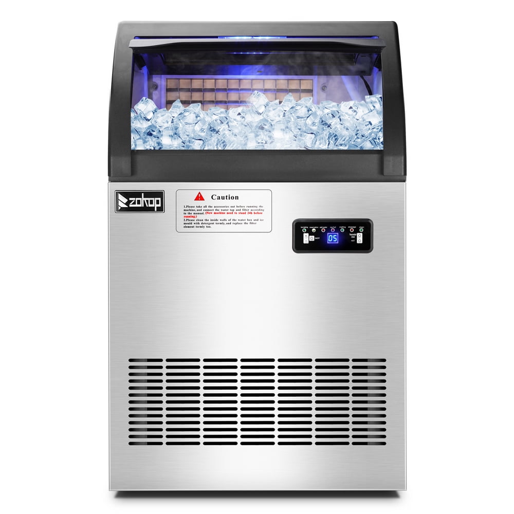 Freestanding Ice Maker Cube Machine, Stainless Steel Icemaker for Home/Kitchen/Office/Restaurant