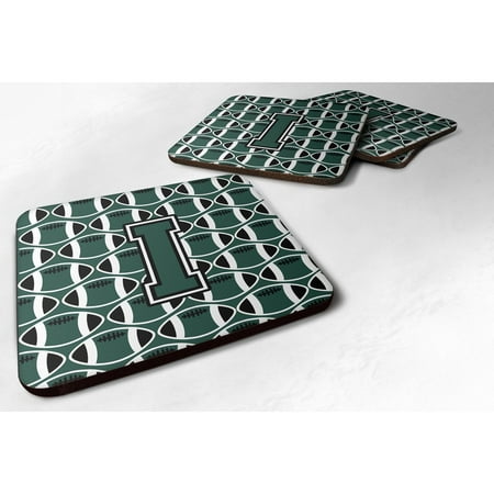 

Carolines Treasures CJ1071-IFC Letter I Football Green and White Foam Coaster Set of 4 3 1/2 x 3 1/2 multicolor