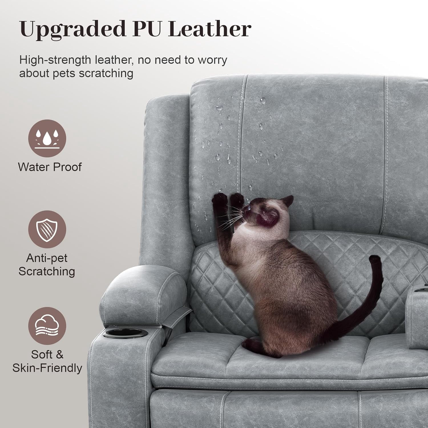 Loberfve Wall Hugger Power Reclining Loveseat, Home Theater RV Recliner with Storage USB Ports, Removable Armrest, Remote, Light Gray