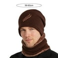 thumbnail image 6 of Eoperou 2Pcs/Set Embroidery Wheat Pattern Solid Color Hat Scarf Set Autumn Winter Men Knitted Beanie Plush Lining Neckerchief Set, 6 of 8