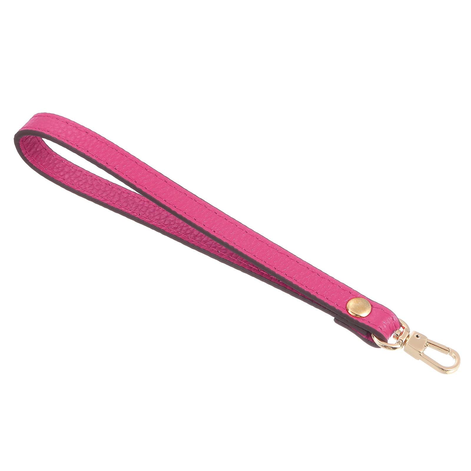 Unique Bargains Leather Wristlet Strap 7.48 Hand Wrist Lanyard Bag Key Chain Rose Red Gold Walmart