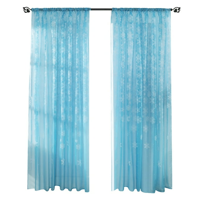 Cortina de ventana, patrón de copo de nieve, cortinas de ventana impresas transparentes, gasa para ventana, resultados impresionantes Jadeshay A