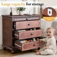thumbnail image 5 of Ktaxon Solid Wood Nightstand with Outlets & USB Ports, End Tables 3 Drawer Traditional Cottage Bedside Table, Brown, 5 of 10