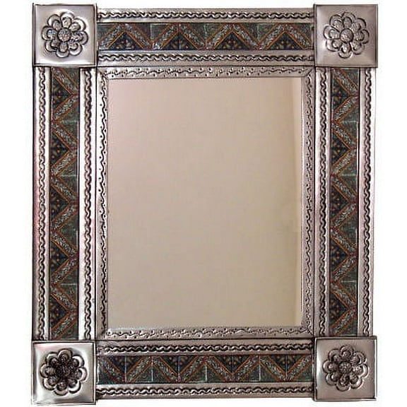 Medium Silver Morelia Tile Talavera Tin Mirror