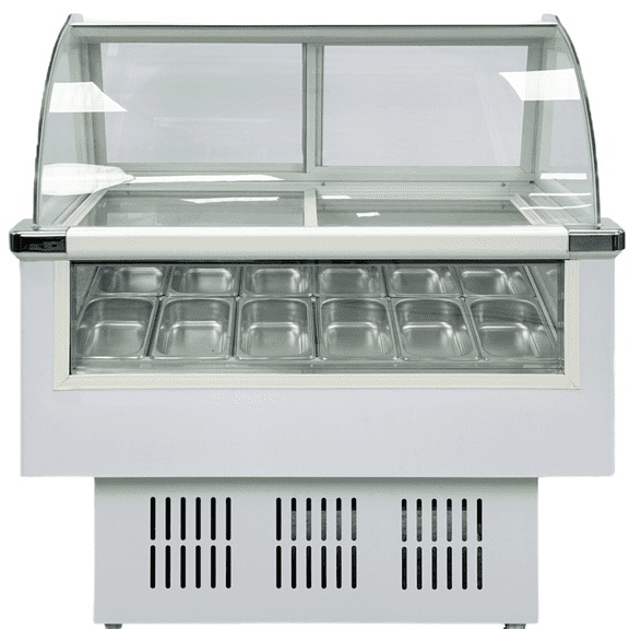 47 in. Commercial Ice Cream Chest Refrigerator Display Case 12 Pan Gelato Display Dipping Cabinet Commercial Freezer