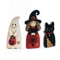 thumbnail image 6 of Vintage Halloween Wooden Ornament, Set Of 3 Witch Ghost Black Cat Statue, Rustic Farmhouse Halloween Decoration for Indoor Mantels, Shelves, Tray, 6 of 7