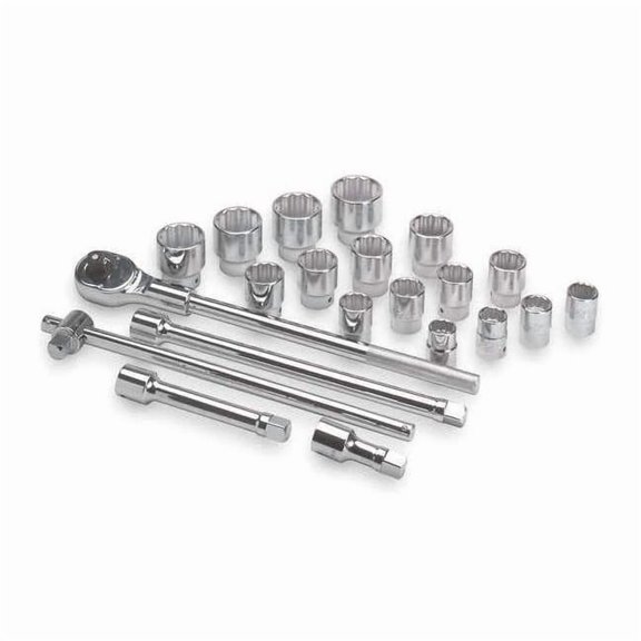 3/4" Drive Socket Wrench Set SAE 21 Pieces 7/8 in to 2 in , Chrome