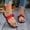 Red, variant on Shiny Crinkle Fabric Toe Ring Flat Slides Versatile Plus-Size Ethnic Style On Beach Shoes for Summer Sundress & Everyday Wear Red 9.5