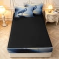 thumbnail image 4 of Erosebridal Watercolor Heron Animals Zipper Twin Comforter Sets with Fitted Sheet and 2 Pillowcases,Transitional Wildlife Zipper Bedding Set,Blue White,Black Reversible,4pcs, 4 of 8