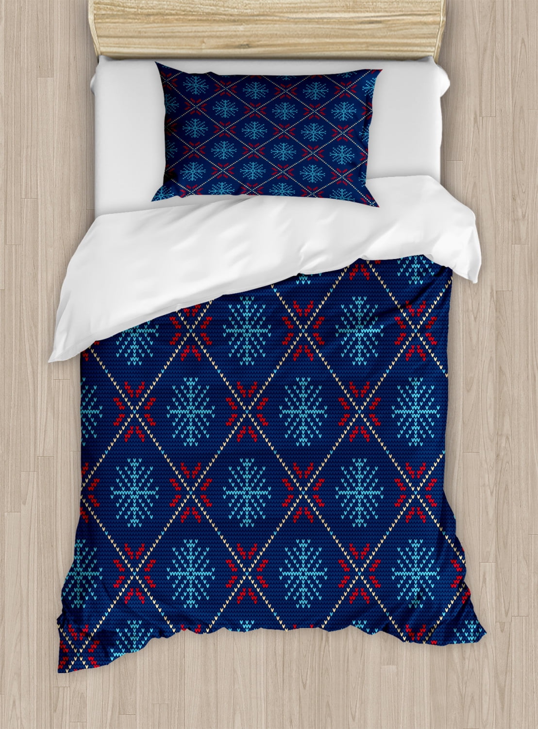 Nordic Duvet Cover Set Checkered Pattern with Vintage 