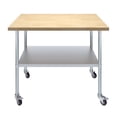 thumbnail image 2 of 30" x 48" Maple Wood Top Work Table with Adjustable Undershelf and Wheels, 2 of 9