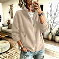 thumbnail image 2 of Fleece Jacket for Women Fashion Casual Cozy Solid Color Long-Sleeve Outerwear for Fall Winter Daily Outdoor Lounge, 2 of 9