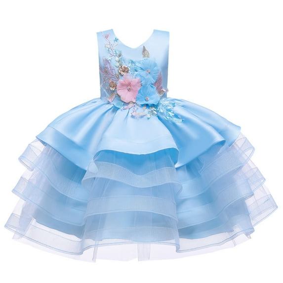 Flower Girls Dress for Wedding Children's Embroidery Ruffle Party Easter Tutu Dress