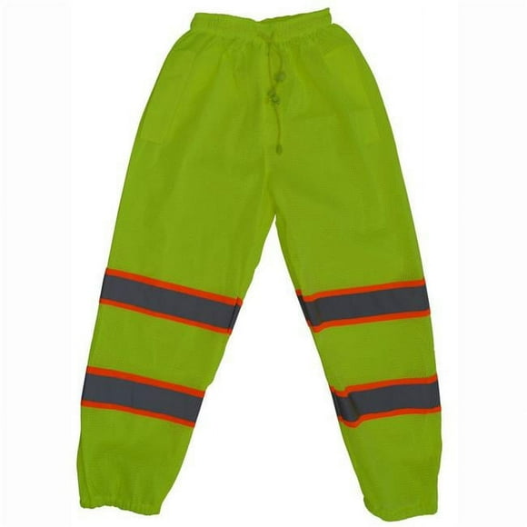 Petra Roc LMPO-CE-2X-3X 2 in. Lime Mesh Traffic Pants & Orange Contrast Binding Silver Reflective Tapes Ansi Class E, 2X & 3X