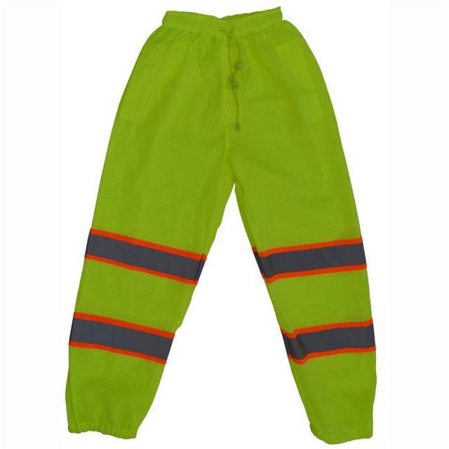 Petra Roc LMPO-CE-2X-3X 2 in. Lime Mesh Traffic Pants & Orange Contrast Binding Silver Reflective Tapes Ansi Class E, 2X & 3X