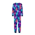 thumbnail image 4 of Halloween Pajamas, Halloween Matching Family Pajamas Purple Blue Colorful Ghost Print Long Sleeve 2Pcs Pj Set Soft Sleepwear Nightwear Loungewear Holiday Party Costume Fun Spooky Season for Family, 4 of 6