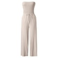 thumbnail image 4 of Women's Elegant Ruffle Lace Sleeveless Jumpsuit with Front Tie Detail and Medium Straight Leg Trousers, 4 of 5