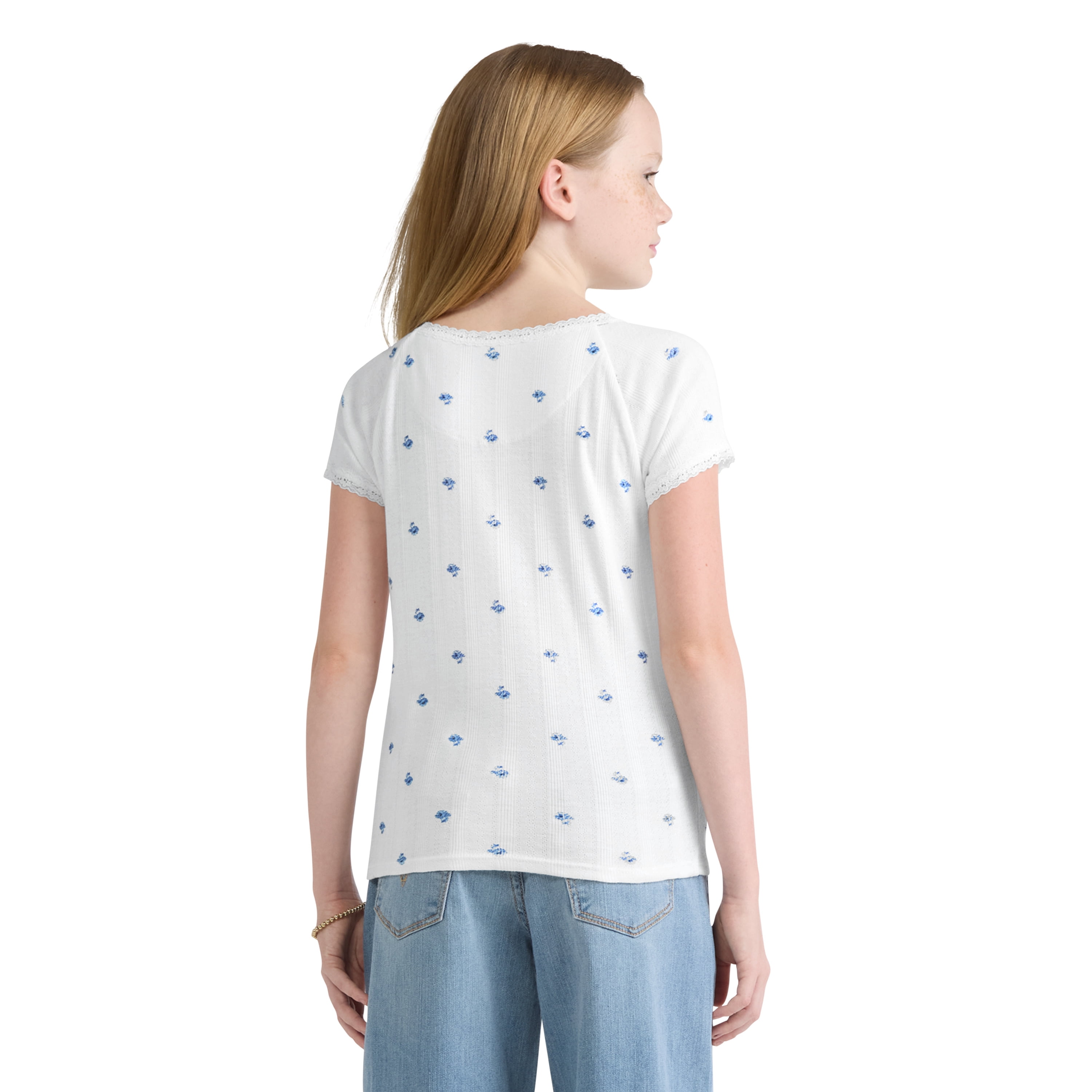 Levi Girls Short Sleeve Ditsy Print Knit Top, Sizes 7-16