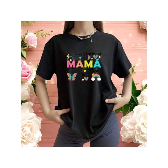 Playera Blusa Mujer Mama con Frases de Cariño Ropa Casual y Emotiva para Regalo del Día de la Madre Color Negro Talla Extra Grande Marca Emil SaEs