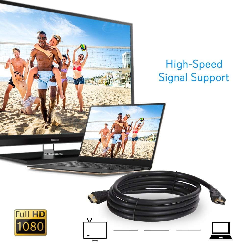 12ft’ High Definition HDMI Cord - Portable Universal Gold Plated HDMI Cable Wire Adapter - TV to Player/Speaker/Computer Audio Video Connection - Supports 1080p HD 4K, 3D - Pyle GAHDMI6 (Black)
