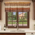 thumbnail image 6 of 2 Pack Farmhouse Burnt Orange Brown Valances for Windows Bedroom Living Room Window Treatments, Vintage Wooden Striped Rod Pocket Valance Drapes Short Kitchen Curtains Over Sink 42"x12", 6 of 8