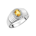 thumbnail image 3 of RYLOS Men's Rings Sterling Silver Classic Halo Of  Diamonds 7X5MM Oval Gemstone Ring Citrine November Birthstone Rings For Men Size 13, 3 of 7