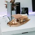 thumbnail image 4 of Wood Boat Model Vintage Boat Model Desktop Fishing Boat Ornament Bookshelf Decor, 4 of 9