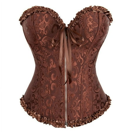 JULMCOMO Corset Tops for Women  Bustier Shapewear Lingerie  Lace Waist Push Up Bodysuit Coffee XS