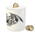 thumbnail image 3 of Kraken Piggy Bank, Cthulhu Monster Evil Fictional Cosmic Monster in Woodblock Style Illustration Print, Ceramic Coin Bank Money Box for Cash Saving, 3.6" X 3.2", Black White, by Ambesonne, 3 of 4