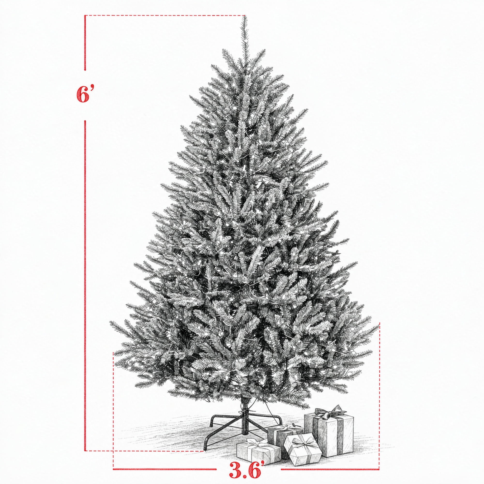 6 ft Pre-Lit Christmas Tree with Dual-Color LED Lights, 1492 Tips, 11 Lighting Functions, Hinged PVC Foliage and Metal Stand