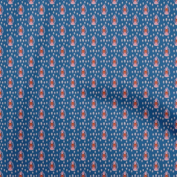 oneOone Cotton Cambric Medium Blue Fabric Halloween Lamps Fabric For Sewing Printed Craft Fabric By The Yard 42 Inch Wide