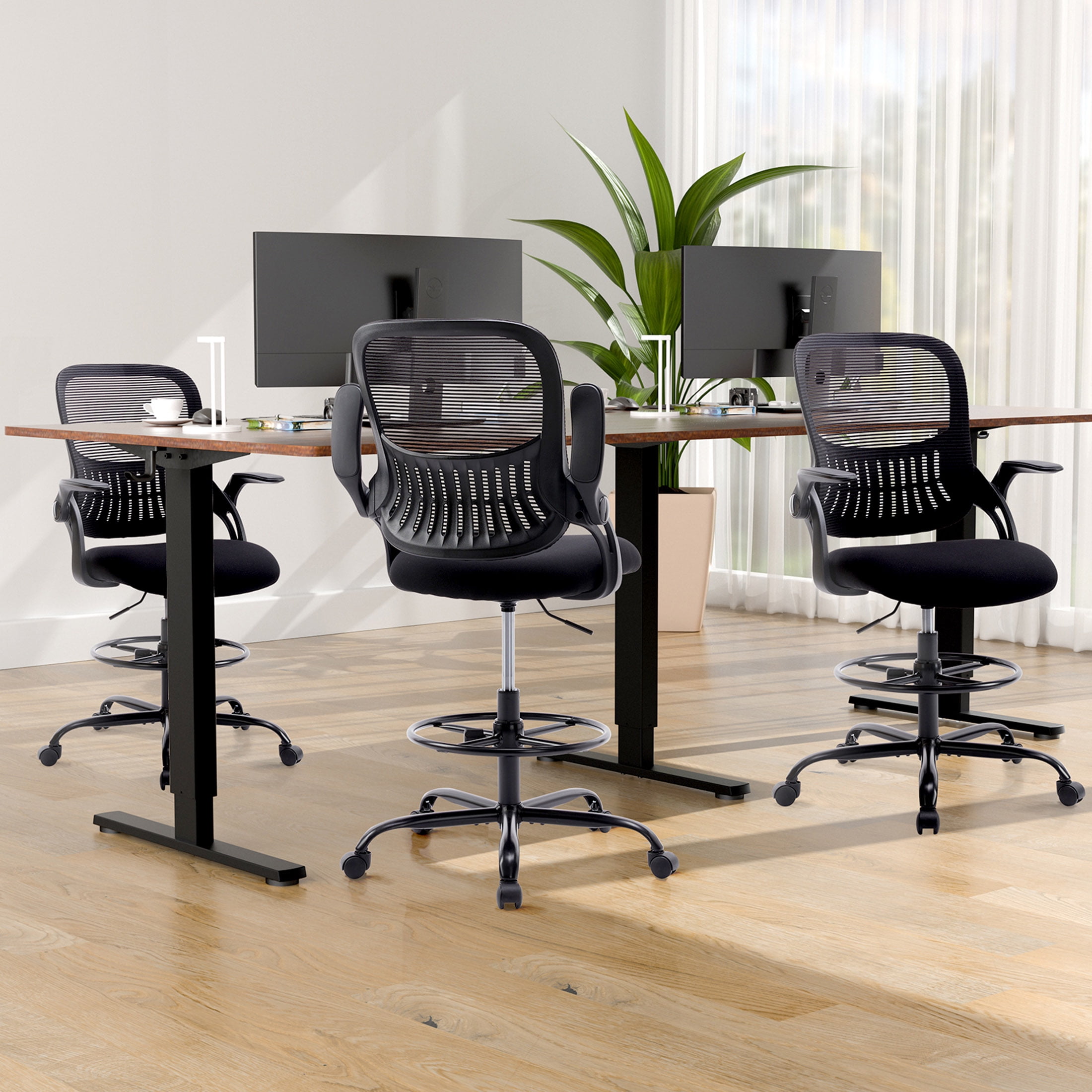 JOINSUN Home Office Desk Chair, Ergonomic Mid Back with Adjustable Height, Lumbar Support, Black