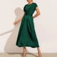 thumbnail image 4 of Faldas largas Vestido de cóctel para mujer Vestido a media pierna con cordones en la cintura Elegante para mujer (Verde oscuro X Ygjytge Verde oscuro T XL para Mujer, 4 of 6