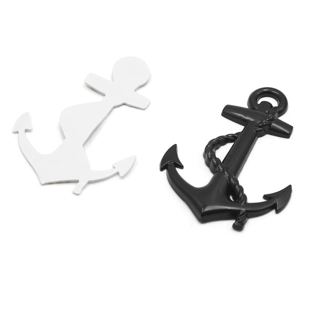 Forma-Ancla Símbolo Metal Negro Decoración Carrocería de Coche Pegatina Etiqueta Adhesiva