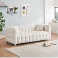 thumbnail image 6 of Modern Beige White Teddy Plush Sofa 80 Inch for Living Room with Heavy-Duty Hardware Foot Support and 2 Throw Pillows, 6 of 8