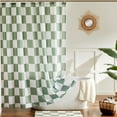 thumbnail image 2 of Checkered Sage Green Waterproof Shower Curtains for Bathroom, Cute Retro Checkerboard Shower Curtain Vintage Aesthetic, Machine Washable Fabric Bath Curtain 72"W x 84"L (Pack of 1), 2 of 6