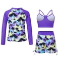thumbnail image 3 of Lanbubble Girls Swimsuit 3-Piece Zip Long Sleeve Rash Guard Bathing Suits Bikini Boyshort Set Summer Swimwear 8-9 Years, 3 of 9