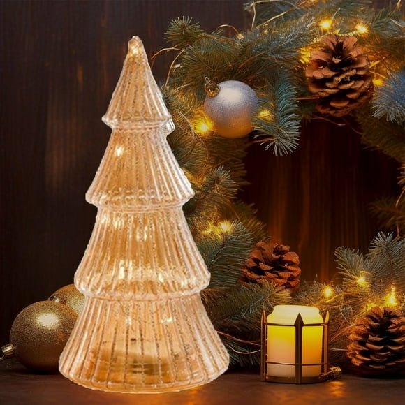 Adornos navideños, adornos navideños, adornos de cristal para árbol de Navidad, decoración de escenas navideñas, luz nocturna luminosa para el hogar, decoración navideña, objetos de escritorio de vidr