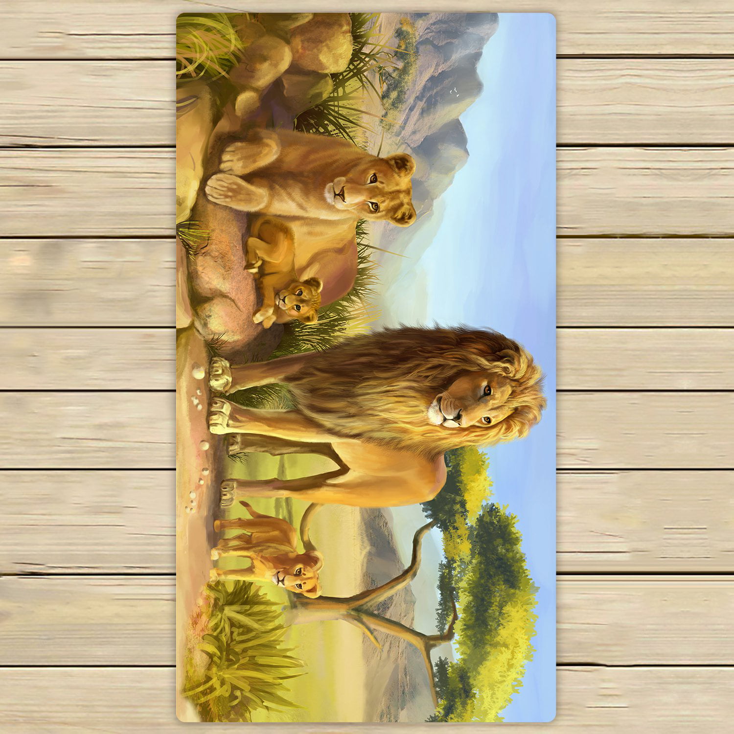 Lion Beach Bath Towel 30" x 60" Wild Animals Velour 