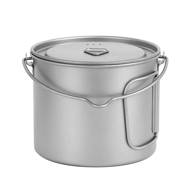 Pot en Titane 1100ml Ultraléger Portable avec Couvercle et Poignée Pliable pour Camping Randonnée en Plein Air
