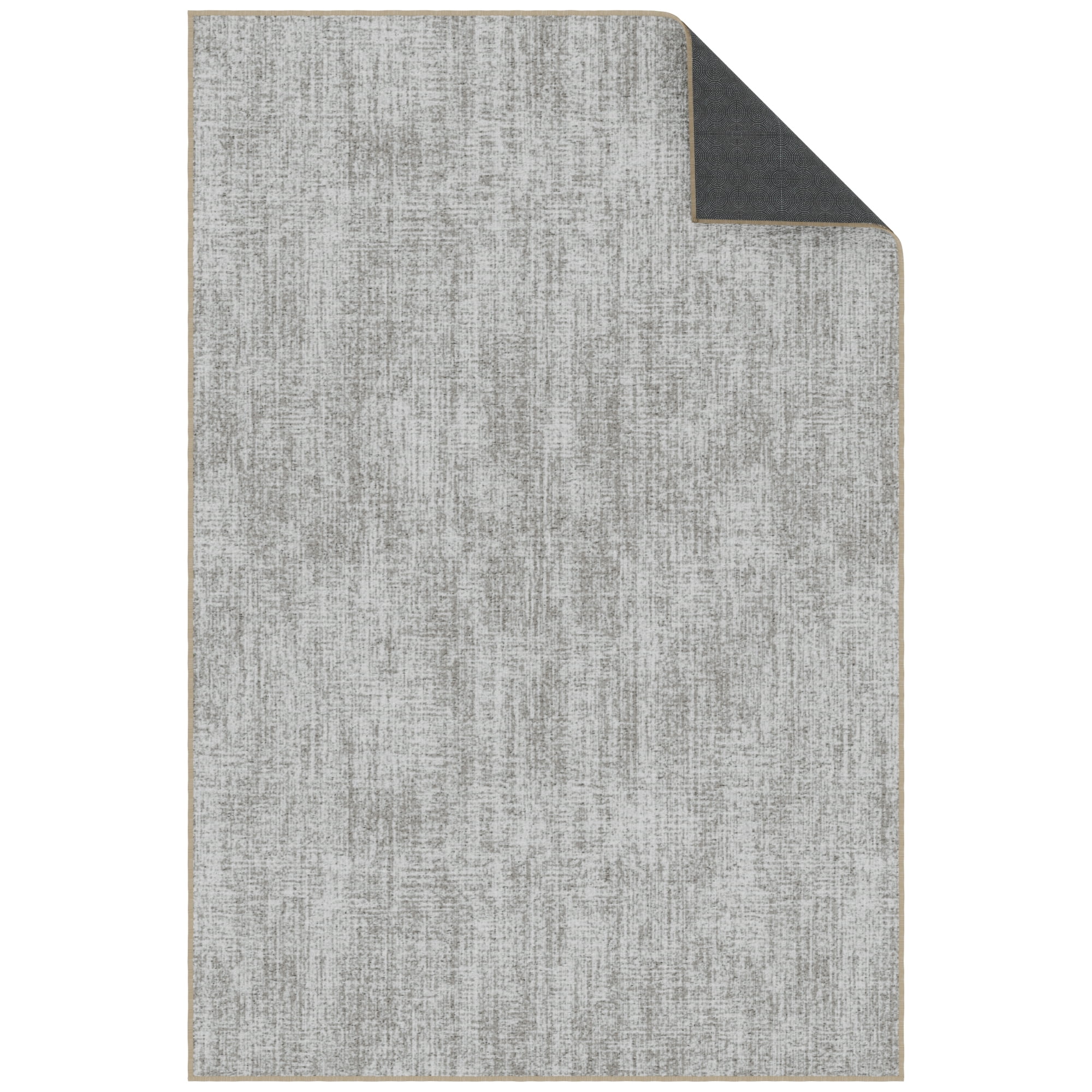 Ottomanson Non-Slip Washable Area Rug for Living Room Durable Low Profile Bedroom Carpet 3'3" x 4'6" Solid Beige