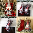 thumbnail image 2 of 2Pcs Burlap Christmas Stocking Red and Black Plaid Cuff Mantel Decoration Gift Holder for Party Family Holiday Xmas, 2 of 6