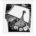 thumbnail image 3 of Ambesonne Nordic Shower Curtain, Viking Longboat on Waves, 69"Wx84"L, Black and White, 3 of 3