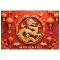 thumbnail image 5 of Red Gold Theme Chinese New Year Banner Traditional Chinese Dragon Banner 3D Paper Cut Design Dragon Pattern Spring Festival Banner for New Year Party Spring Festival Gathering Home Decoration, 5 of 8