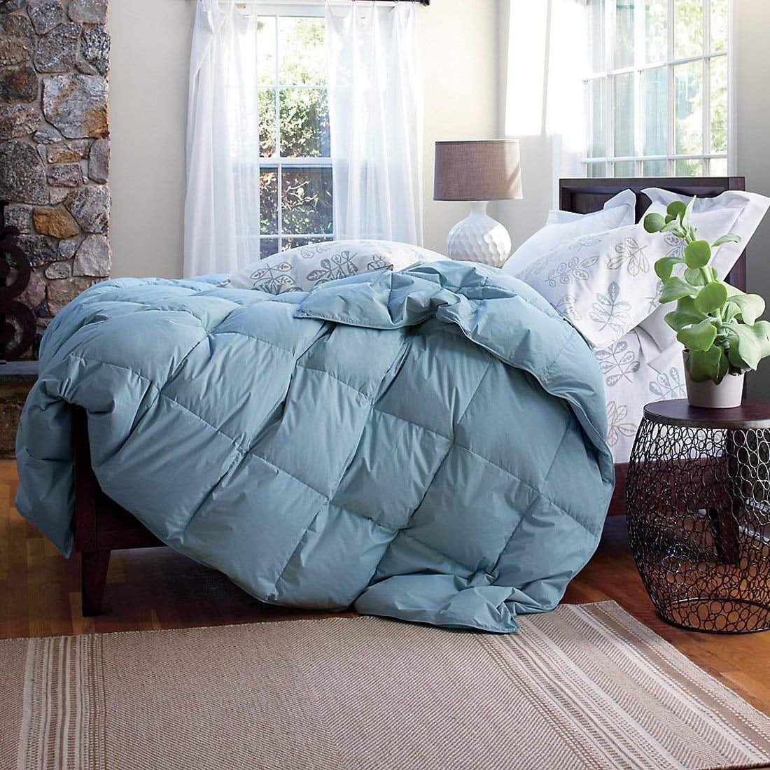 Blue Full Duvet Insert Queen Size Natural White Goose Down