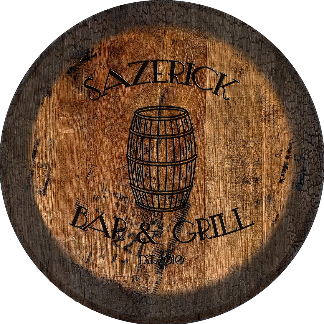 Bourbon Whiskey Barrel Bar & Grill Whiskey Sign Large Oak Whiskey