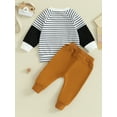 thumbnail image 4 of Bagilaanoe 2PCS Toddler Baby Boy Pants Set Stripe Long Sleeve Sweatshirt Pullover Tops + Drawstring Sweatpants 6M 12M 18M 24M 3T Kids Casual Sweatsuits, 4 of 9