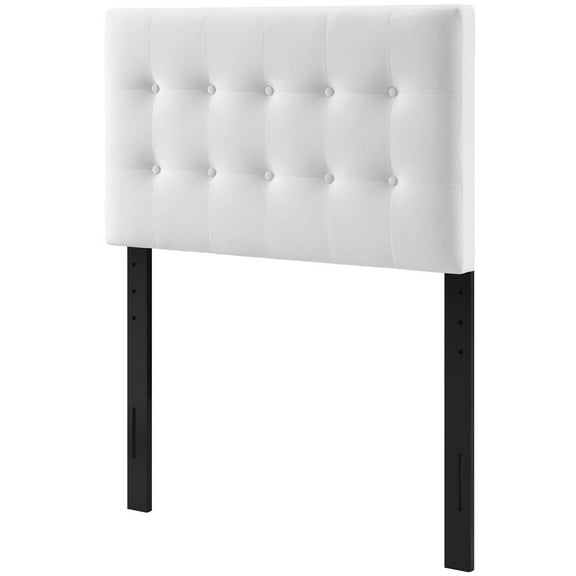 Contemporary Modern Urban Designer Bedroom Twin Size Tufted Headboard, Velvet Fabric, White