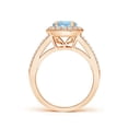 thumbnail image 2 of Angara Natural 1.12 Ct. Aquamarine with Diamond Halo Ring in 14K Rose Gold for Women (Ring Size: 12), 2 of 9