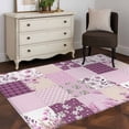 thumbnail image 3 of Area Rug for Living Room, Boho Purple Flowers Non-Slip Indoor Large Carpet for Bedroom/Dining Room, Spring Floral Botanical Patchwork Vintage Washable Low-Profile Floor Runner Rugs - 4 x 6 Ft, 3 of 8
